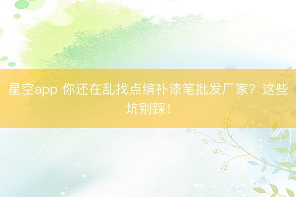 星空app 你还在乱找点缤补漆笔批发厂家？这些坑别踩！