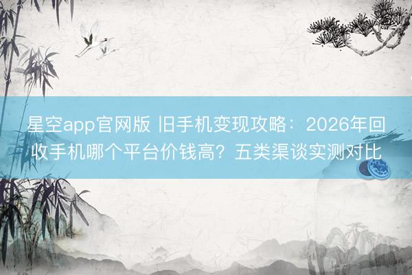 星空app官网版 旧手机变现攻略：2026年回收手机哪个平台价钱高？五类渠谈实测对比