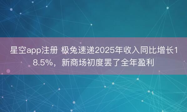 星空app注册 极兔速递2025年收入同比增长18.5%,新商场初度罢了全年盈利
