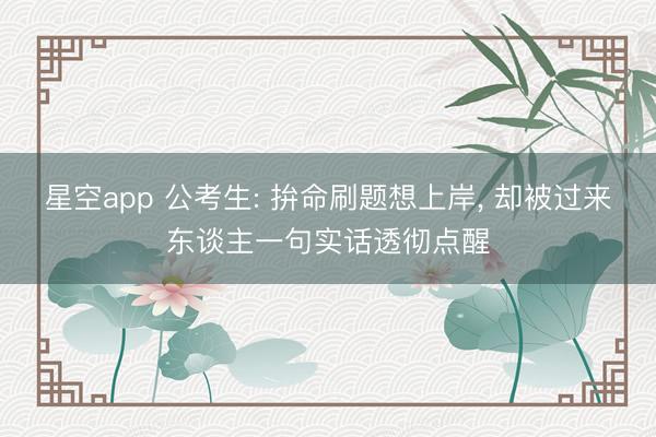 星空app 公考生: 拚命刷题想上岸， 却被过来东谈主一句实话透彻点醒
