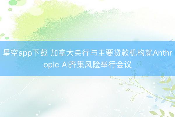 星空app下载 加拿大央行与主要贷款机构就Anthropic AI齐集风险举行会议