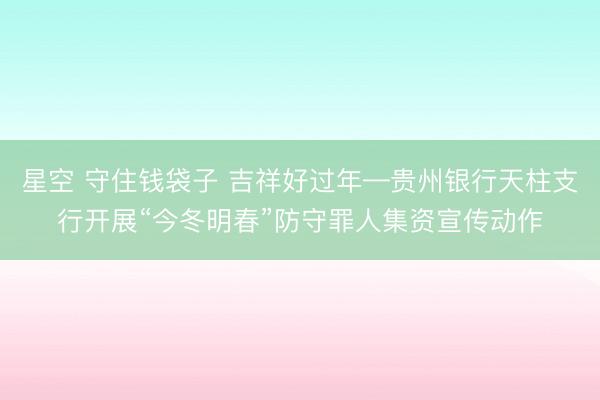 星空 守住钱袋子 吉祥好过年—贵州银行天柱支行开展“今冬明春”防守罪人集资宣传动作