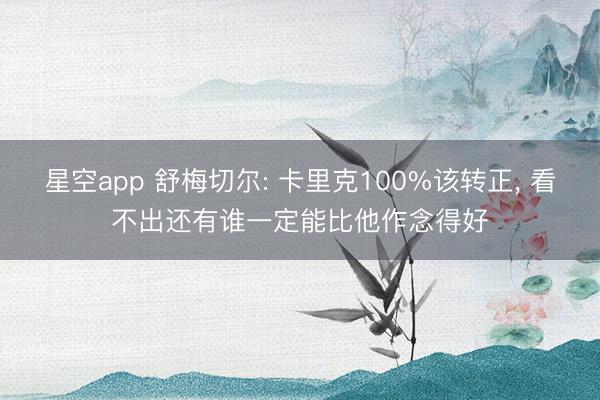 星空app 舒梅切尔: 卡里克100%该转正， 看不出还有谁一定能比他作念得好