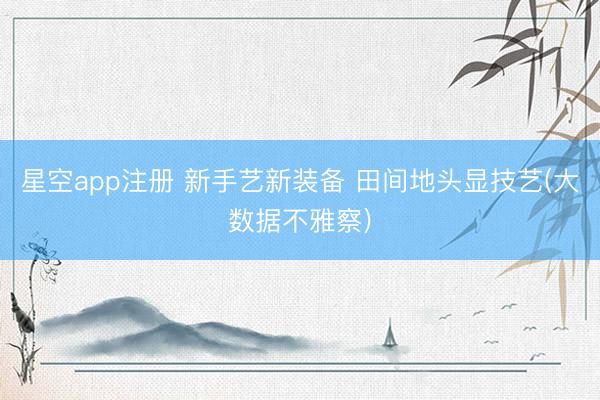 星空app注册 新手艺新装备 田间地头显技艺(大数据不雅察)