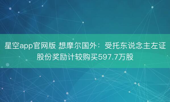 星空app官网版 想摩尔国外：受托东说念主左证股份奖励计较购买597.7万股