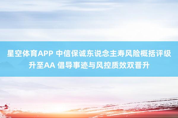 星空体育APP 中信保诚东说念主寿风险概括评级升至AA 倡导事迹与风控质效双晋升