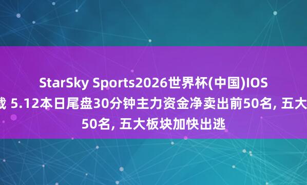 StarSky Sports2026世界杯(中国)IOS/安卓官方下载 5.12本日尾盘30分钟主力资金净卖出前50名， 五大板块加快出逃