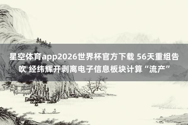 星空体育app2026世界杯官方下载 56天重组告吹 经纬辉开剥离电子信息板块计算“流产”