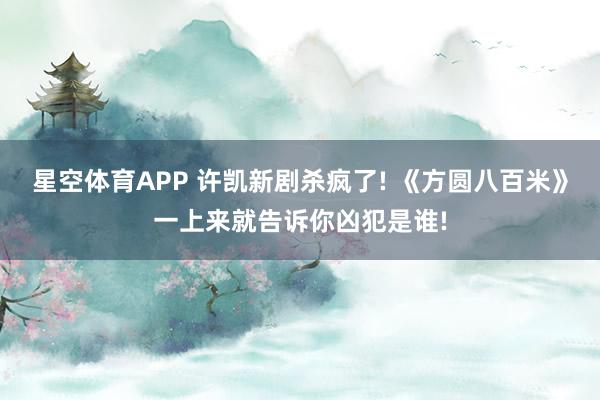 星空体育APP 许凯新剧杀疯了! 《方圆八百米》一上来就告诉你凶犯是谁!
