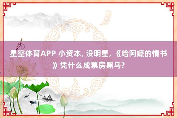 星空体育APP 小资本, 没明星, 《给阿嬷的情书》凭什么成票房黑马?
