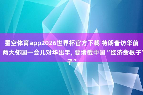 星空体育app2026世界杯官方下载 特朗普访华前， 两大邻国一会儿对华出手， 要堵截中国“经济命根子”