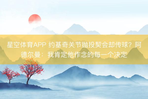 星空体育APP 约基奇关节抛投契会却传球?阿德尔曼:我肯定他作念的每一个决定