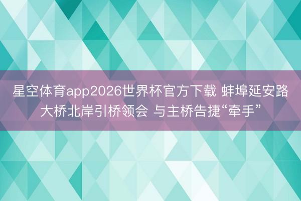星空体育app2026世界杯官方下载 蚌埠延安路大桥北岸引桥领会 与主桥告捷“牵手”