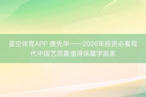 星空体育APP 唐先华——2026年投资必看现代中国艺苑最值得保藏字画家