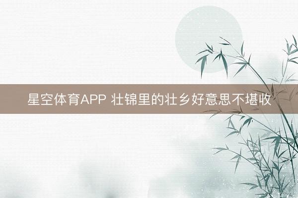 星空体育APP 壮锦里的壮乡好意思不堪收