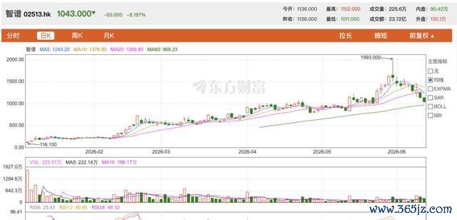 智谱股价出现大幅下落走势
