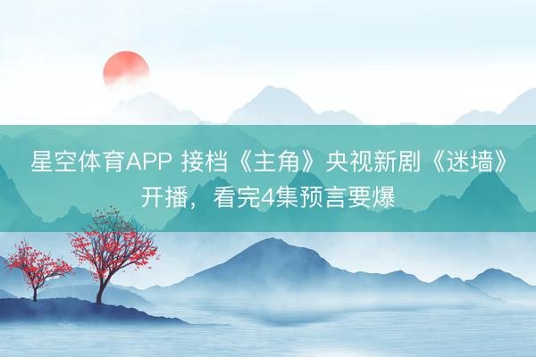 星空体育APP 接档《主角》央视新剧《迷墙》开播,看完4集预言要爆