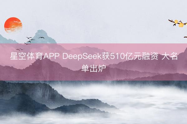 星空体育APP DeepSeek获510亿元融资 大名单出炉